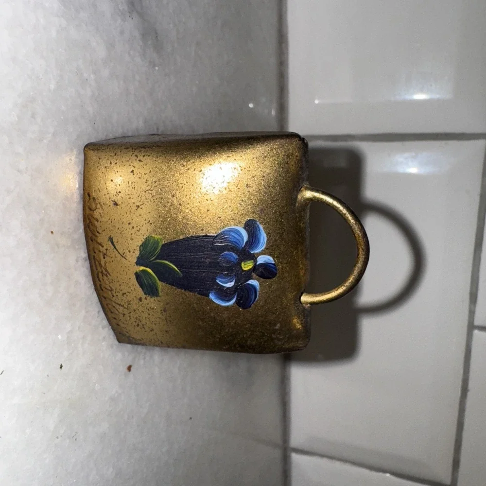 Mini Vintage Hand Painted Brass Cow Goat Sheep Dog Bell ES003 Switzerland